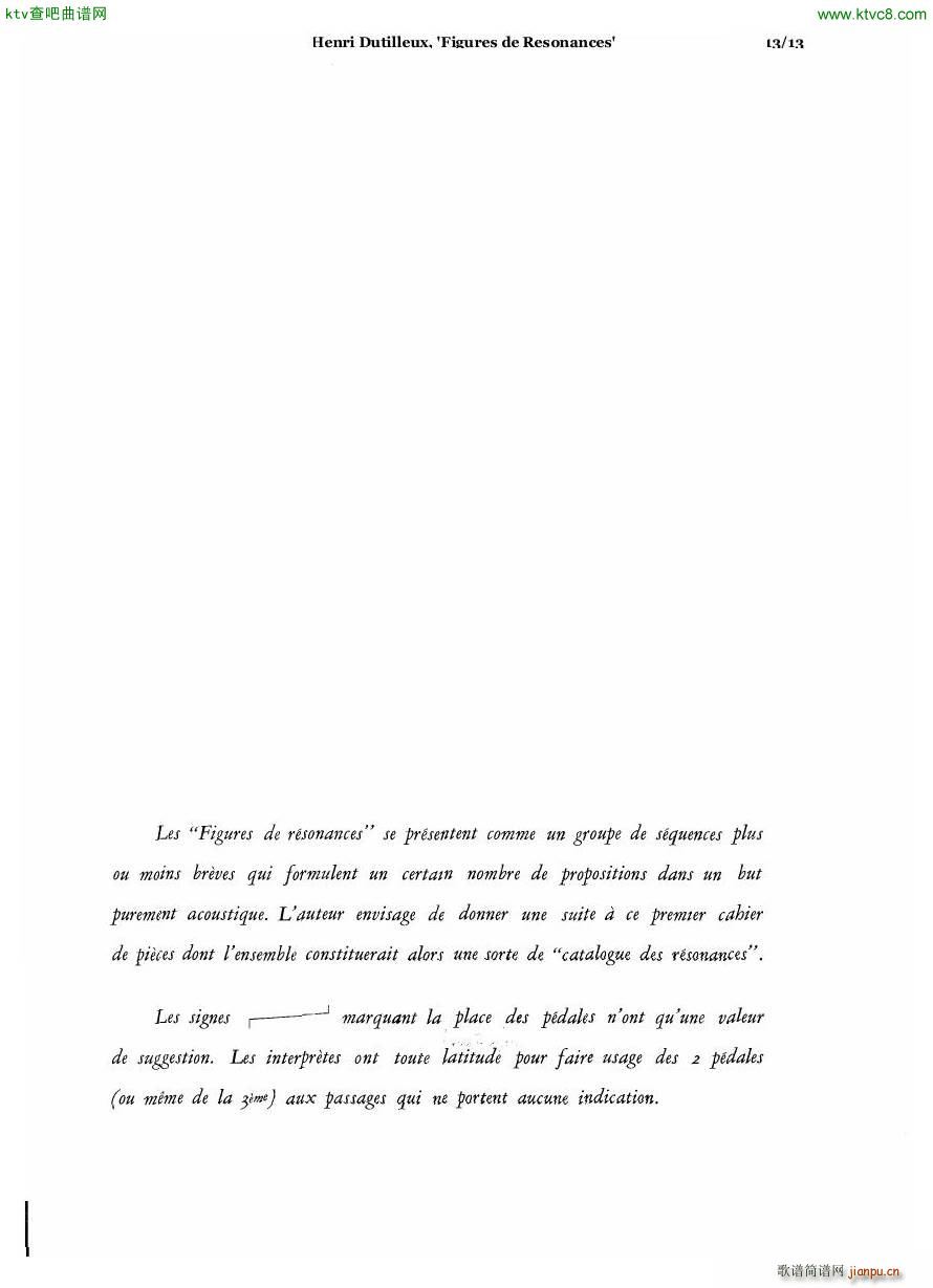 Dutilleux Figures de R��sonances for Two Pianos(����V)6