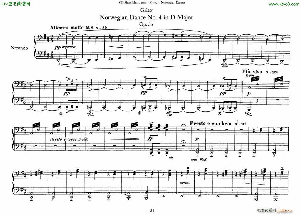 Grieg Norwegian Dance Op 35 1 4 Duet(����V)21