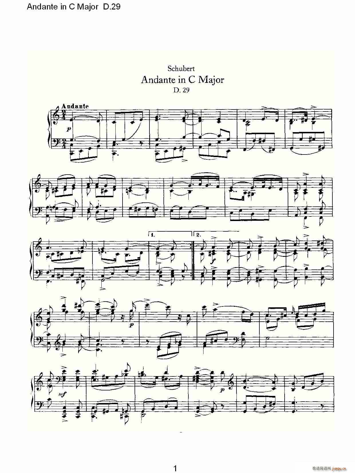 Andante in C Major D.29(ʮ�ּ�����)1
