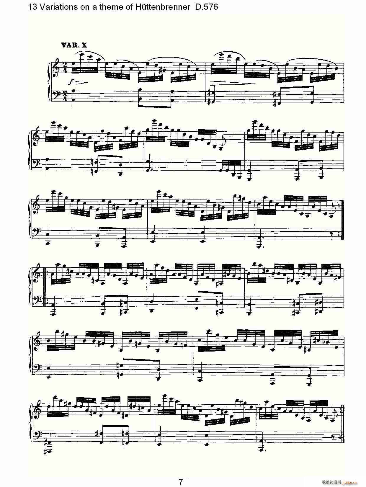 13 Variations on a theme of H��ttenbrenner D.576(ʮ�ּ�����)7