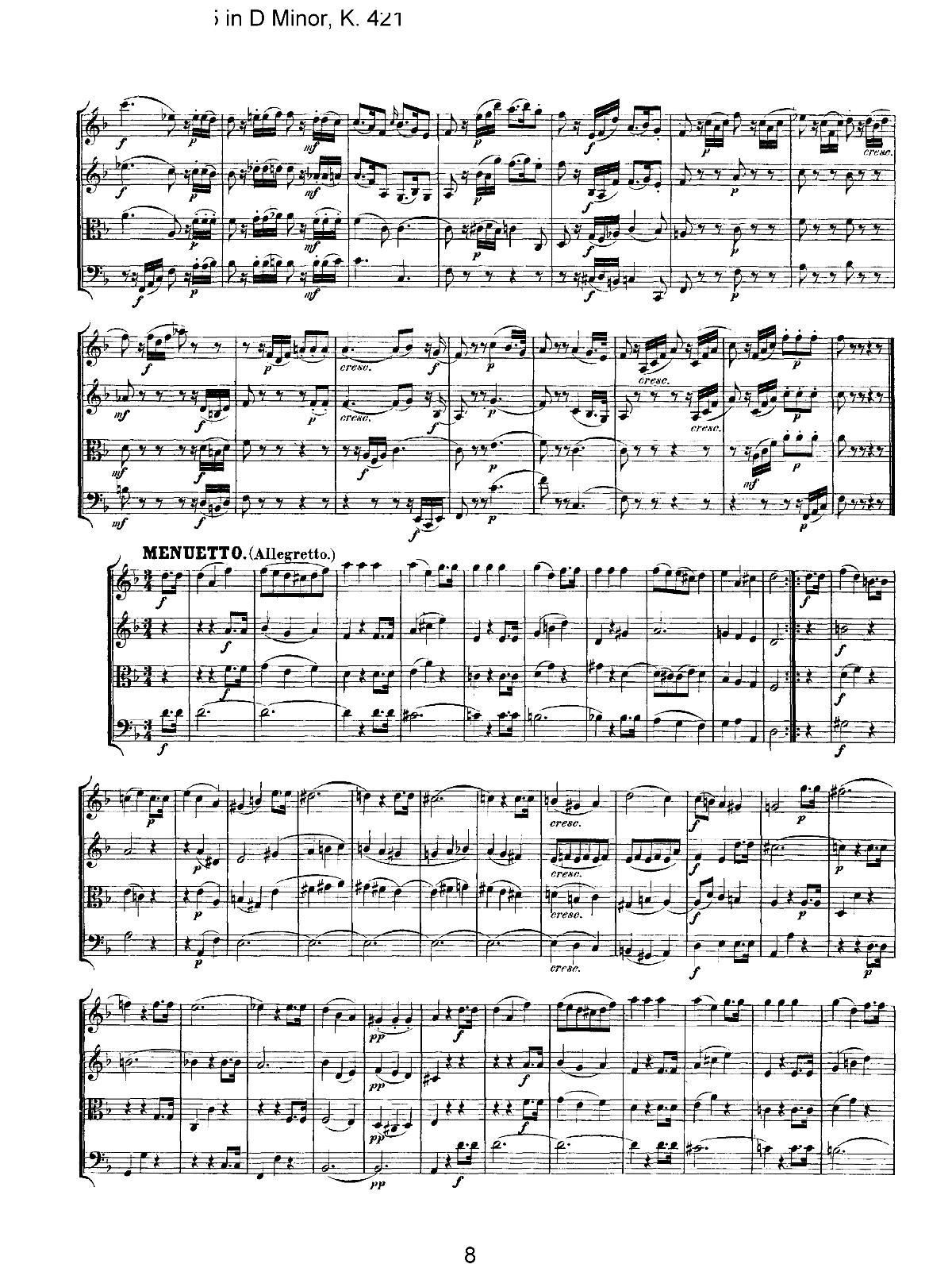 Mozart Quartet No 15 in D Minor K 421(���V)8