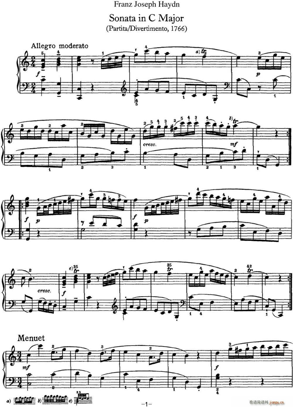 ���D ������Q�� Hob XVI 7 Divertimento C major(����V)1