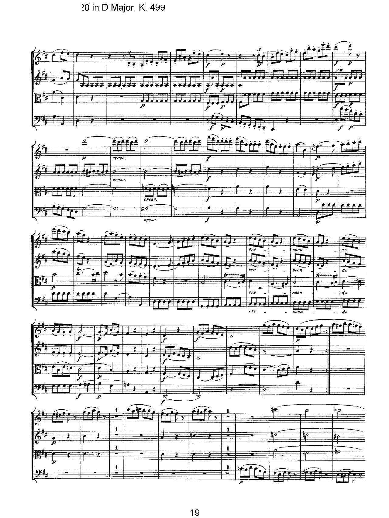 Mozart Quartet No 20 in D Major K 499(���V)19