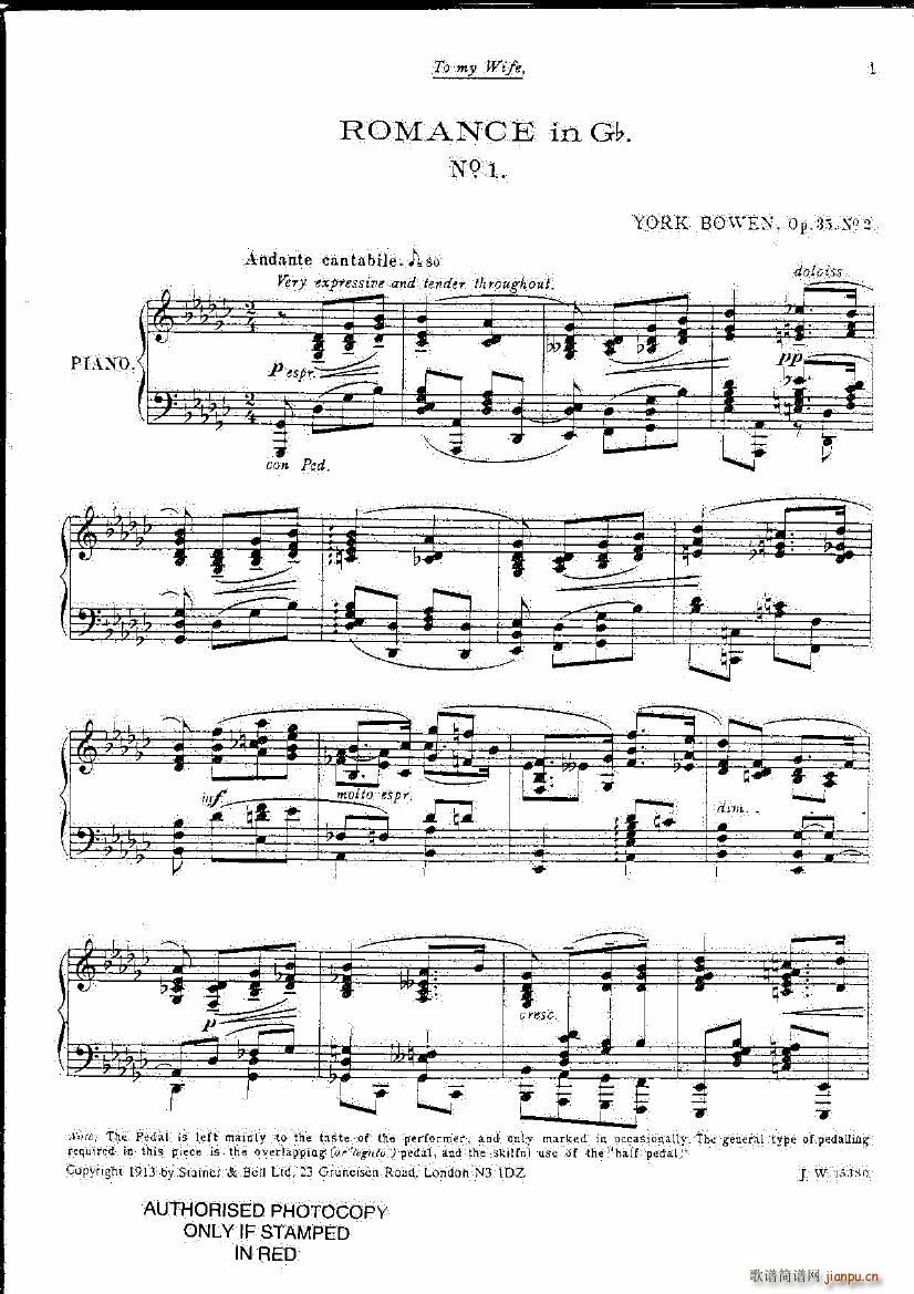 Bowen Op35 No 2 Romance No 1 in Gb(����V)1