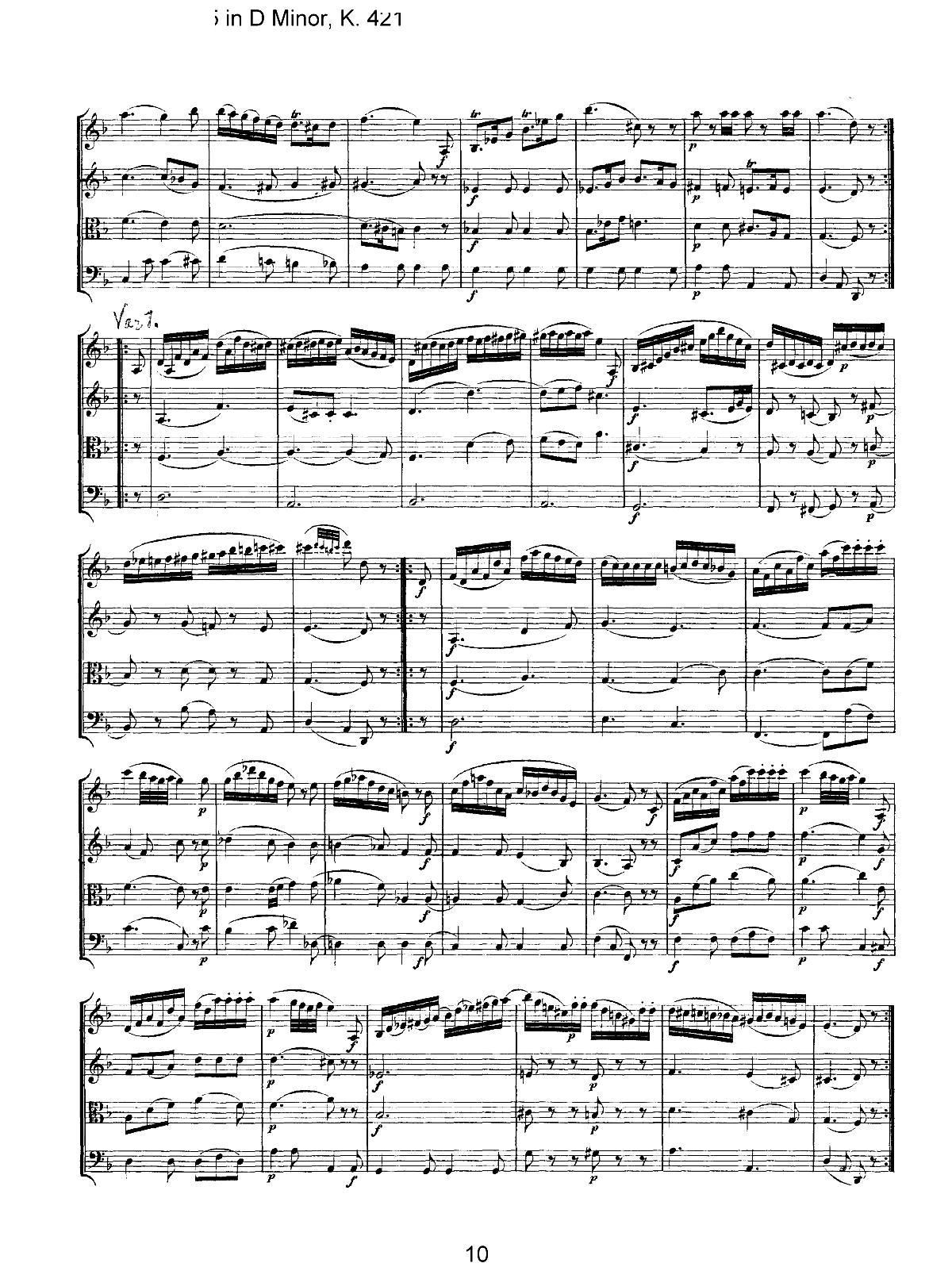 Mozart Quartet No 15 in D Minor K 421(���V)10