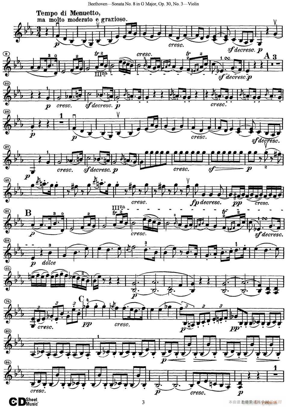 Violin Sonata No 8 in G Major Op 30 No 3(С�����V)3