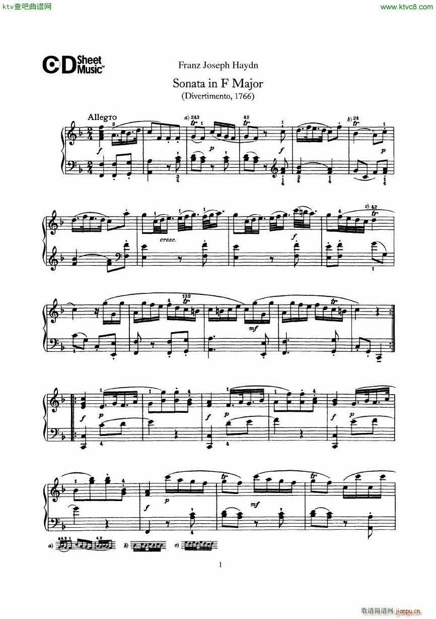 Haydn Joseph Sonata no 9 in F Major(����V)1