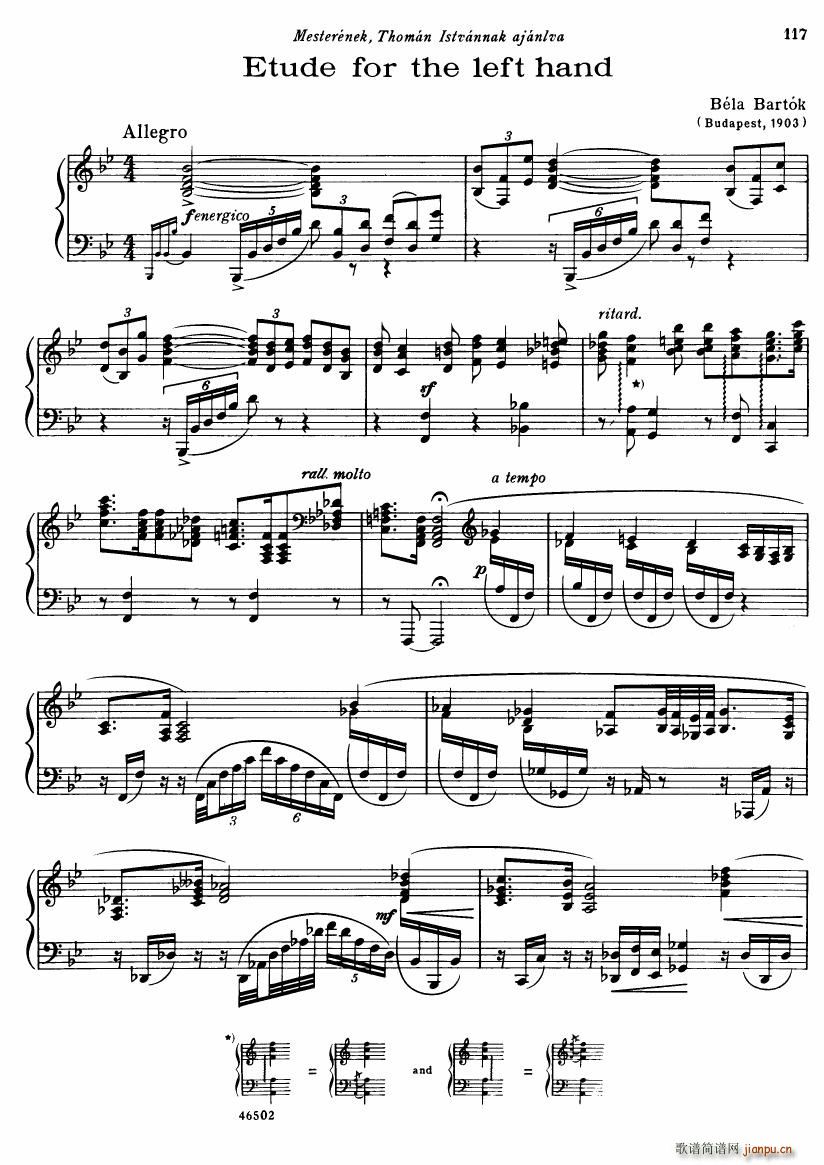 Bartok DD 71 No 1 Study for the Left Hand(����V)1