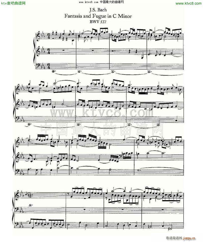 Fantasia and Fugue in C Minor BWV 537 ���L(f��ng)���V(ʮ�ּ�����)1