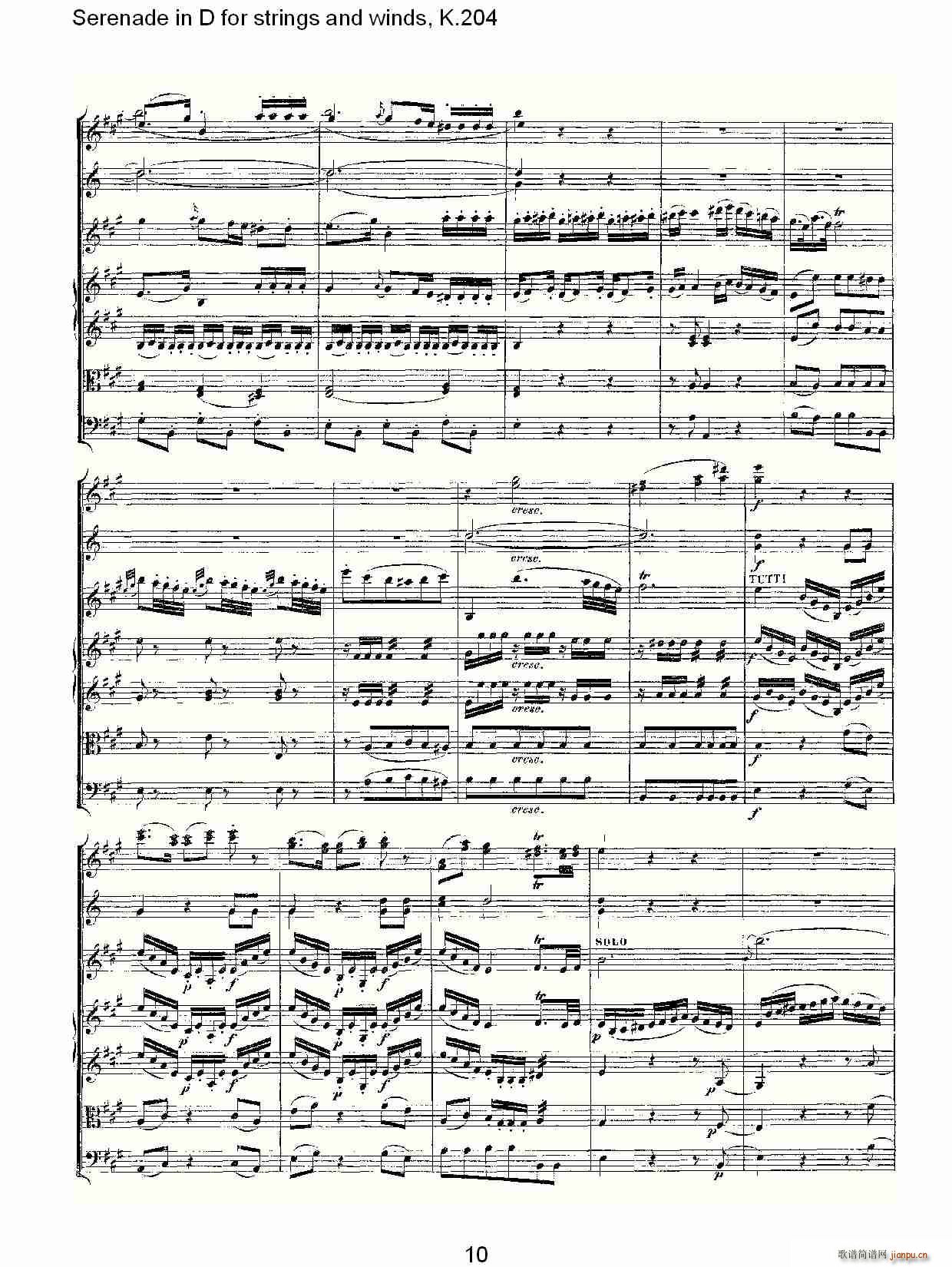 Serenade in D for strings and winds, K.204(ʮ�ּ�����)10