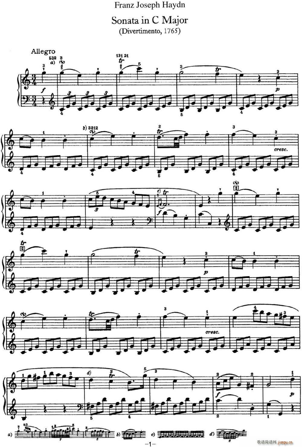 ���D ������Q�� Hob XVI 3 Divertimento C major(����V)1