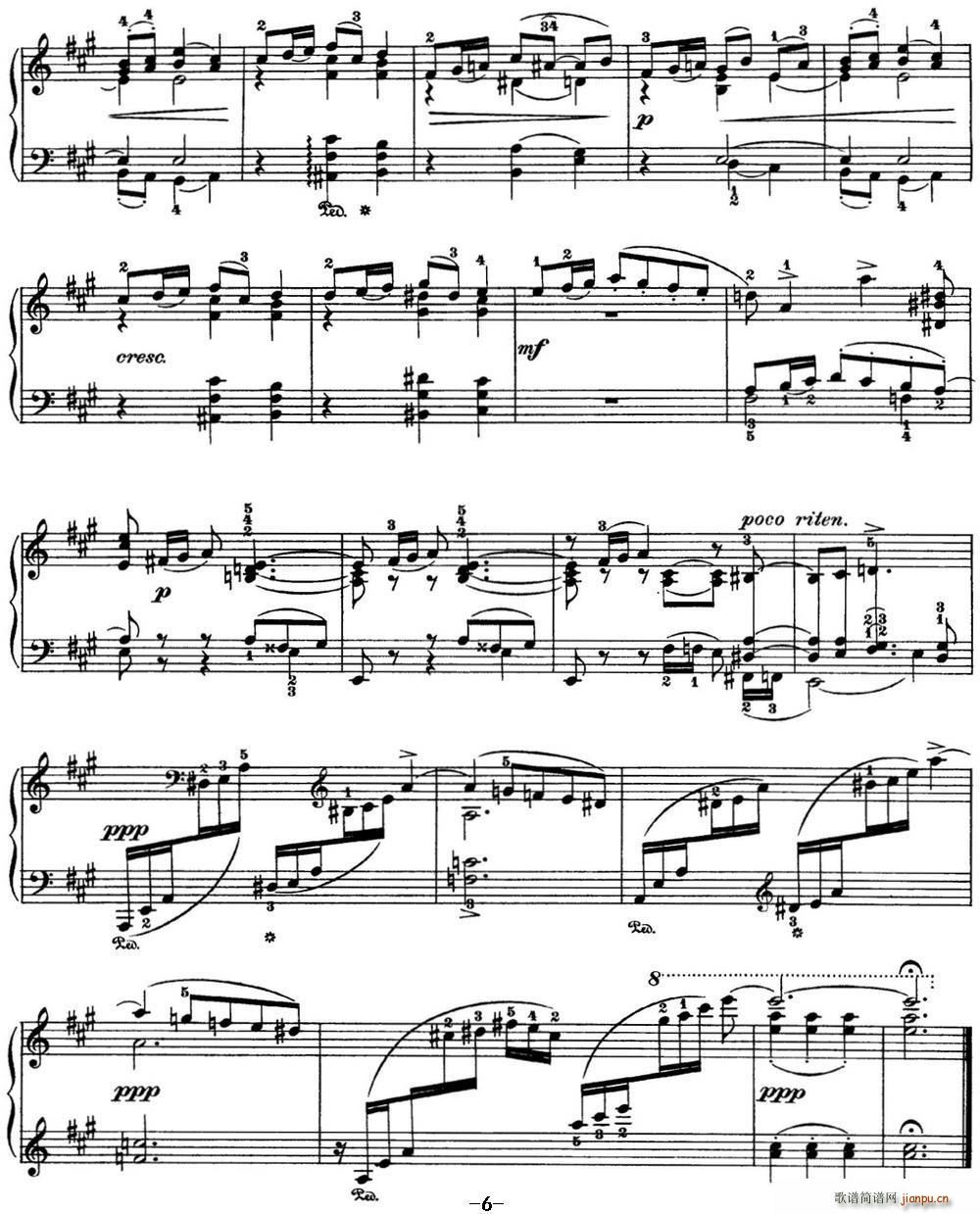 ��ɷ�˹�� �ļ� 1�� �ڠt߅ A���{ At the Fireside A major(����V)6