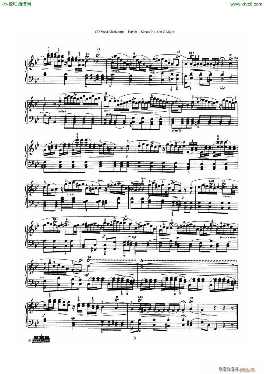 Haydn Joseph Sonata no 6 in G Major(����V)6