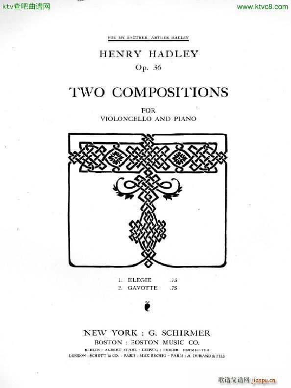 Hadley El��gie Op 36 Cello Piano(����V)1