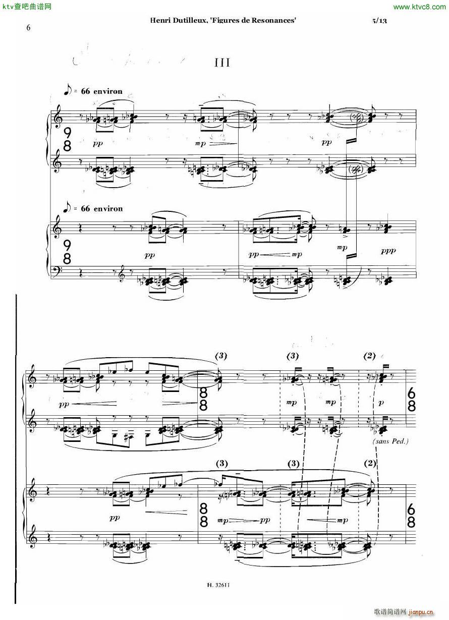 Dutilleux Figures de R��sonances for Two Pianos(����V)5
