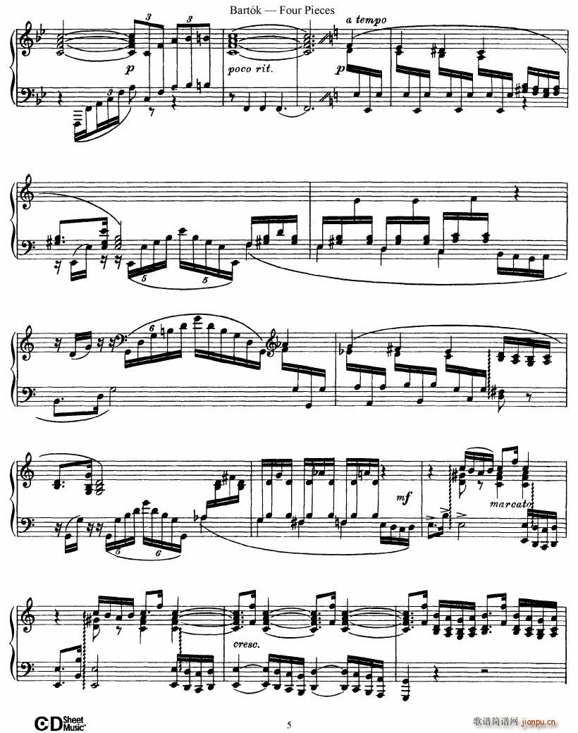 Bartok DD 71 Four Piano Pieces(����V)5