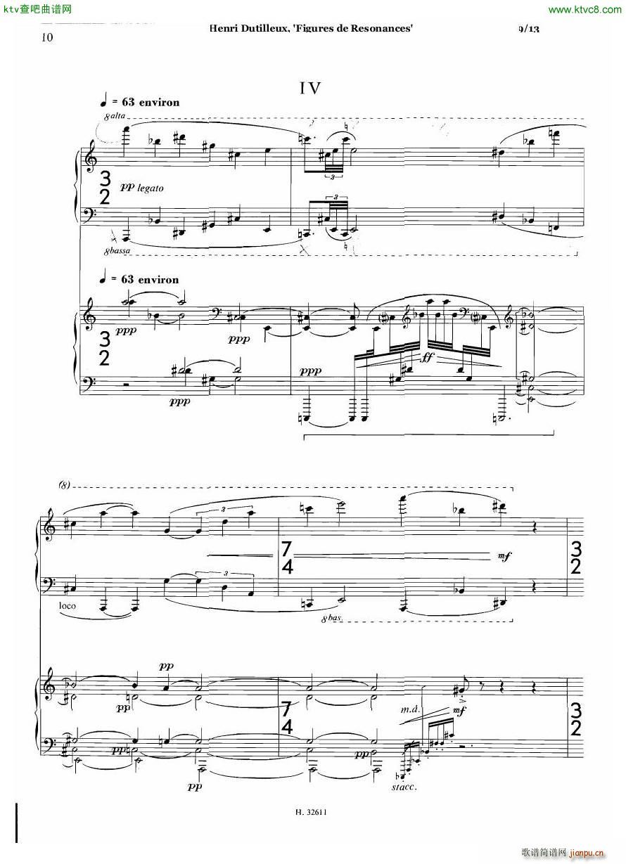 Dutilleux Figures de R��sonances for Two Pianos(����V)9
