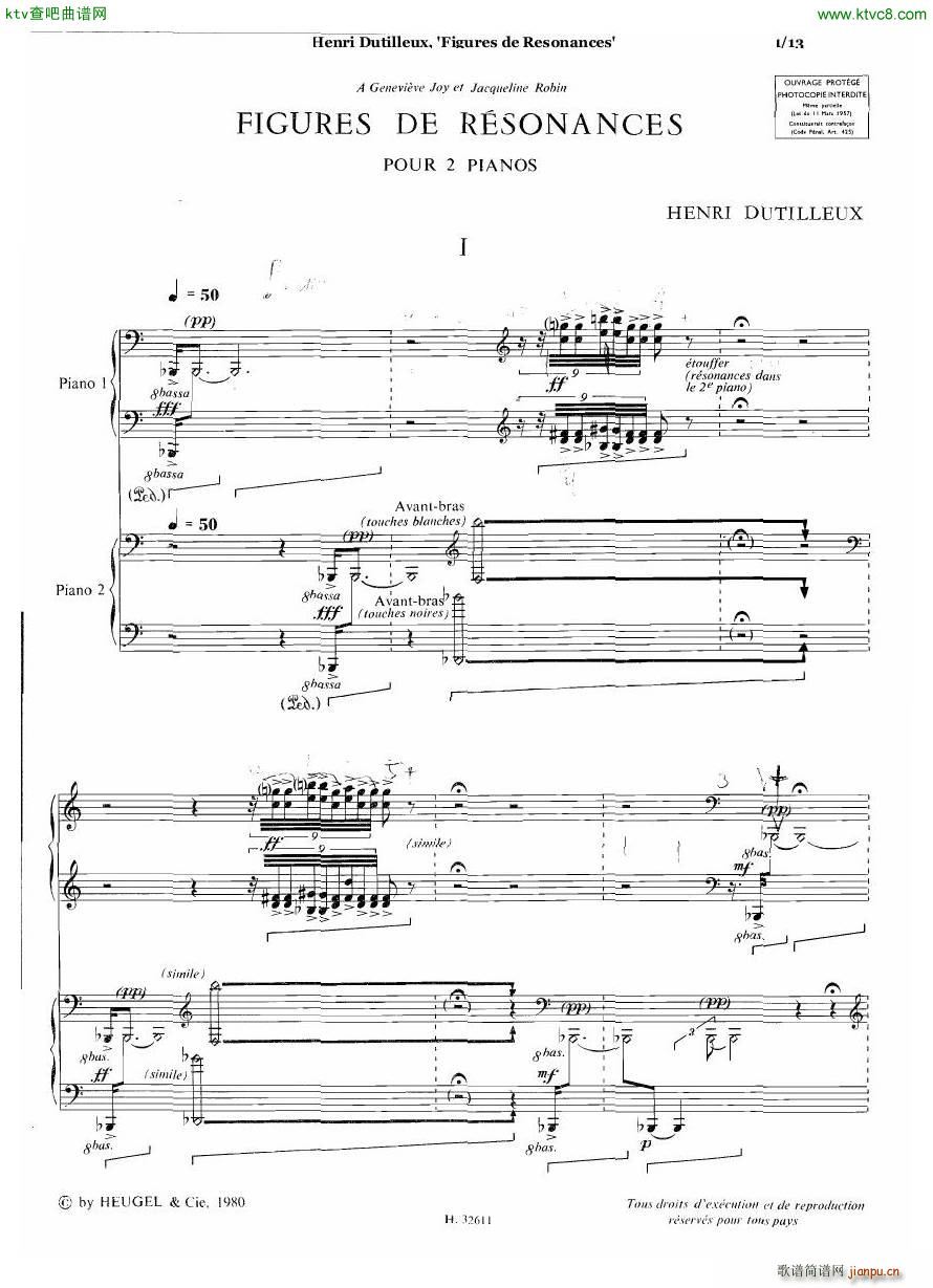 Dutilleux Figures de R��sonances for Two Pianos(����V)1