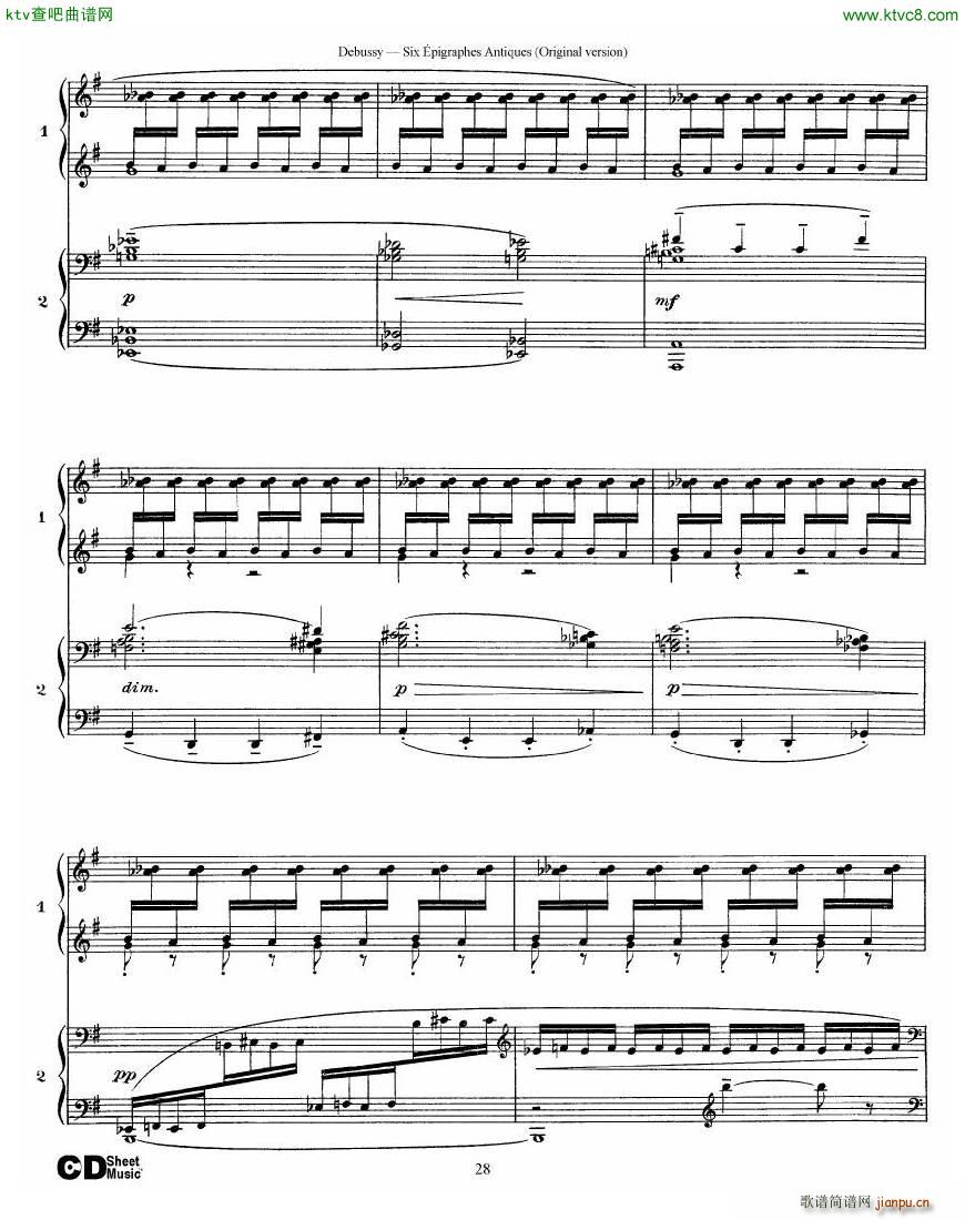Debussy Six ��pigraphes Antiques 2 Piano s(����V)28