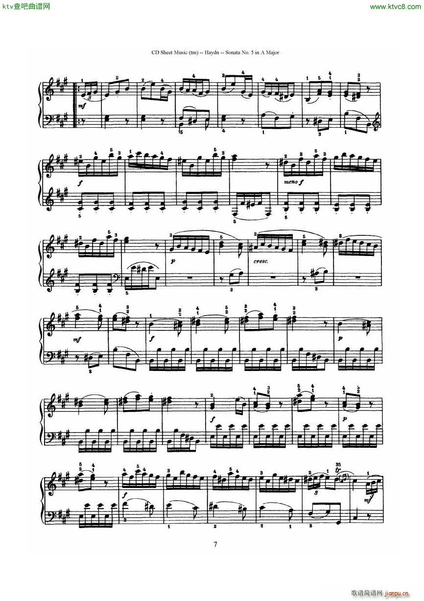 Haydn Joseph Sonata no 5 in A Major(����V)7