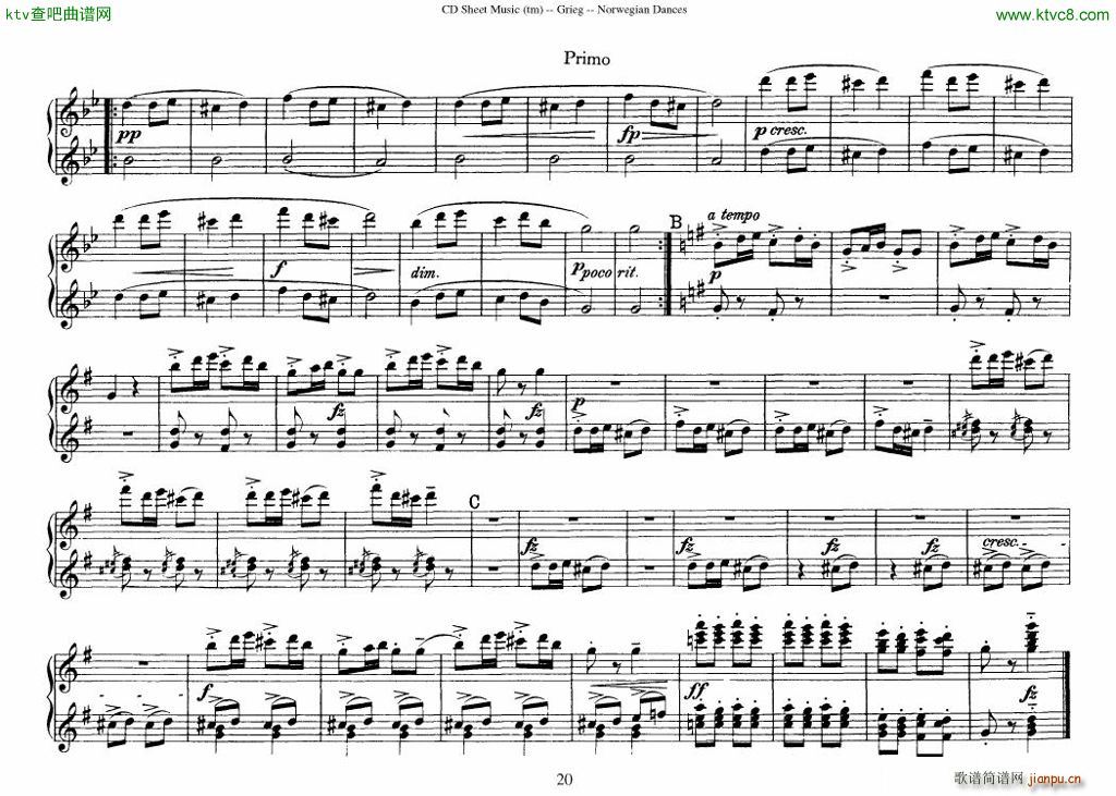 Grieg Norwegian Dance Op 35 1 4 Duet(����V)20