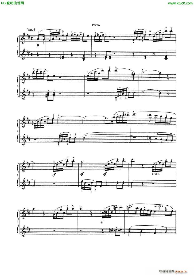 Beethoven op 74 Six Variations 4 hands(����V)12
