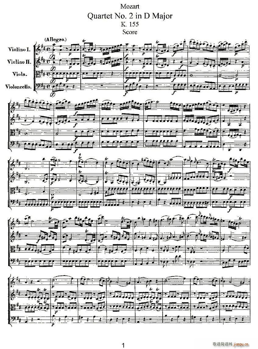 Quartet No 2 in D Major K 155 D���{�ڶ��Ҙ�(l�� )������(���V)1