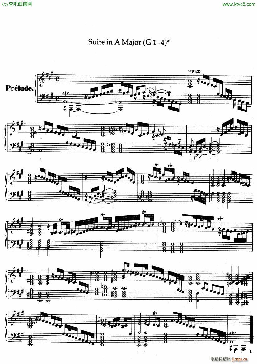 Handel Suite in A major G1 4(����V)1