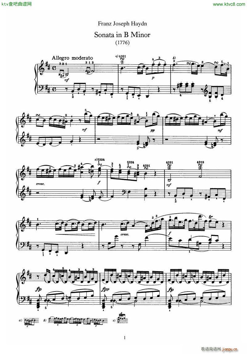 Haydn Piano Sonata No 32 In B(����V)1