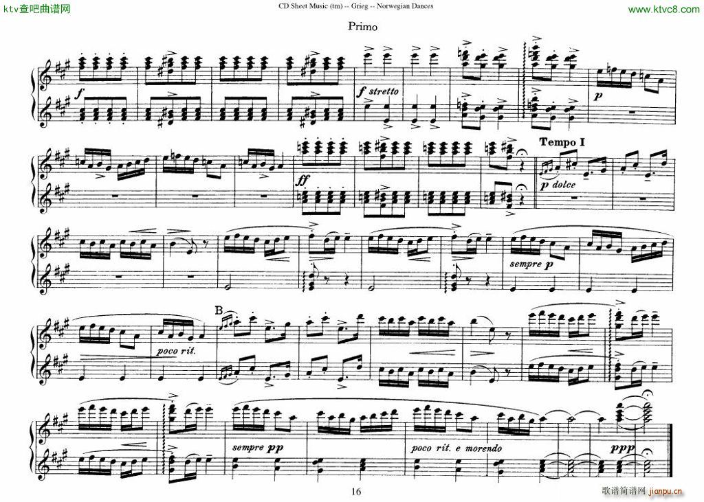 Grieg Norwegian Dance Op 35 1 4 Duet(����V)16