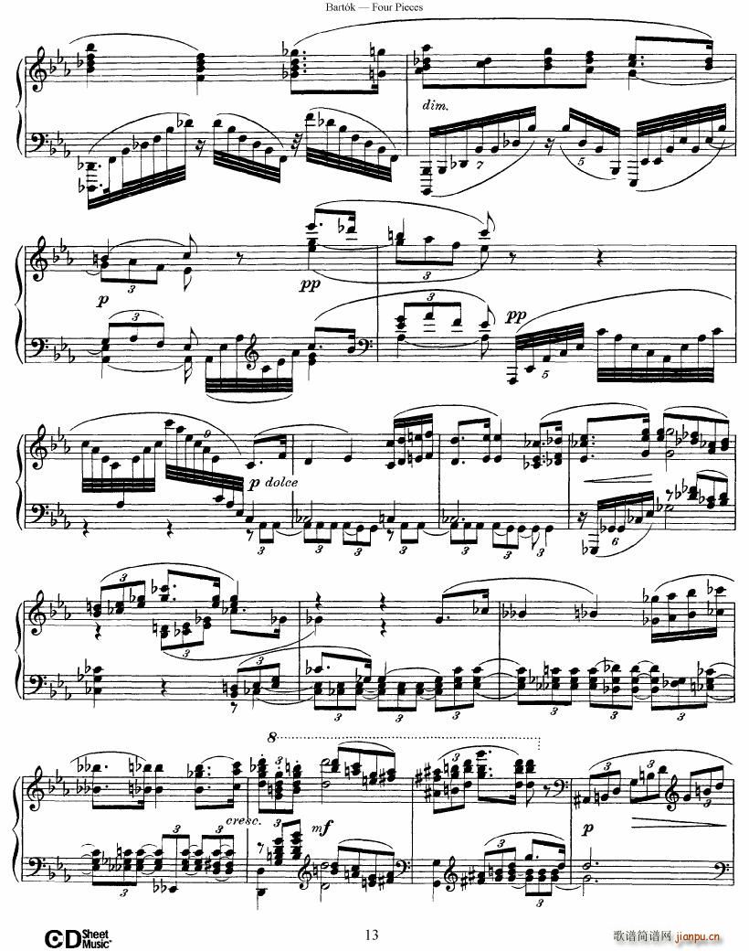 Bartok DD 71 Four Piano Pieces(����V)13