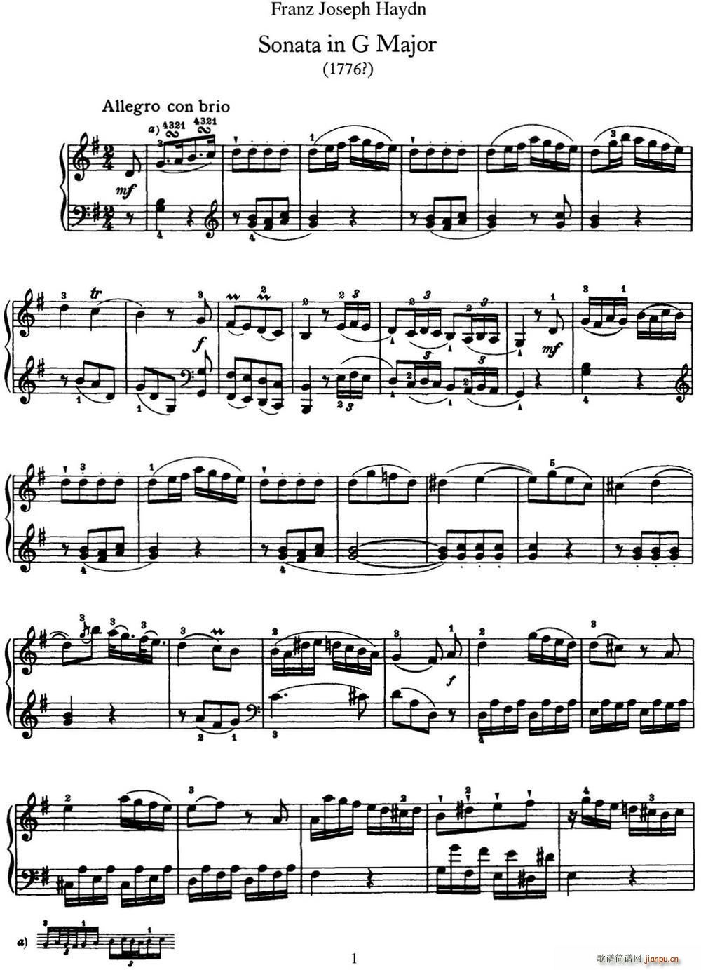 ���D ������Q�� Hob XVI 27 in G major(����V)1