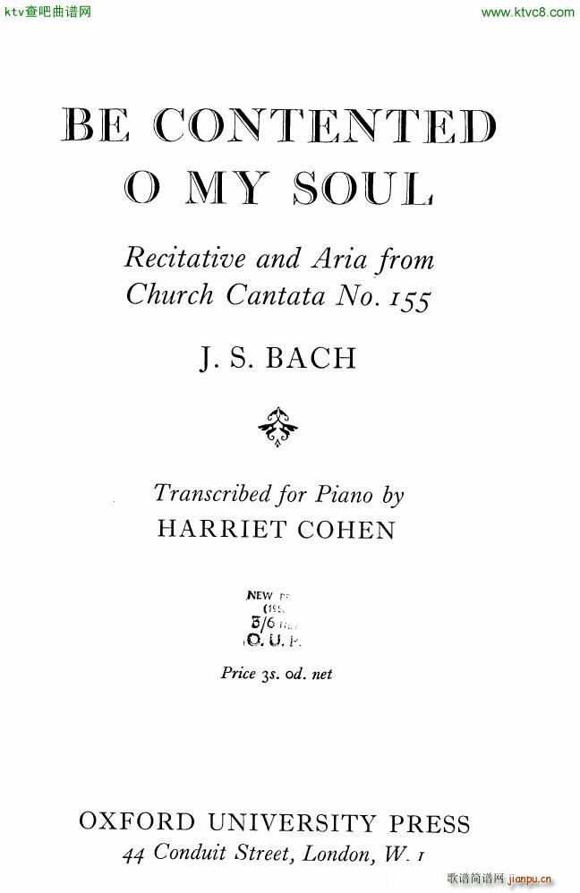 Bach JS BWV 155 Be Contented O My Soul arr Cohen(����V)1