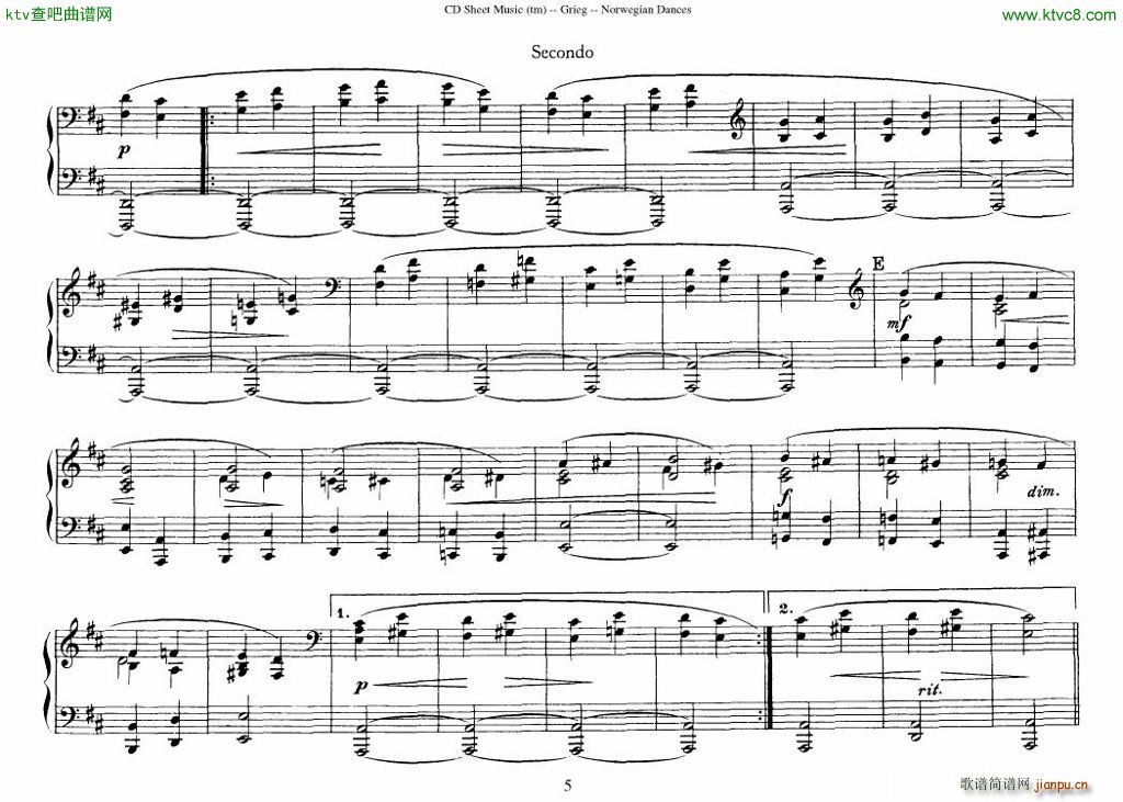Grieg Norwegian Dance Op 35 1 4 Duet(����V)5