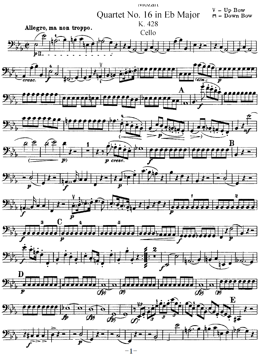 Mozart Quartet No 16 in Eb Major K 428 Cello(ʮ�ּ�����)1