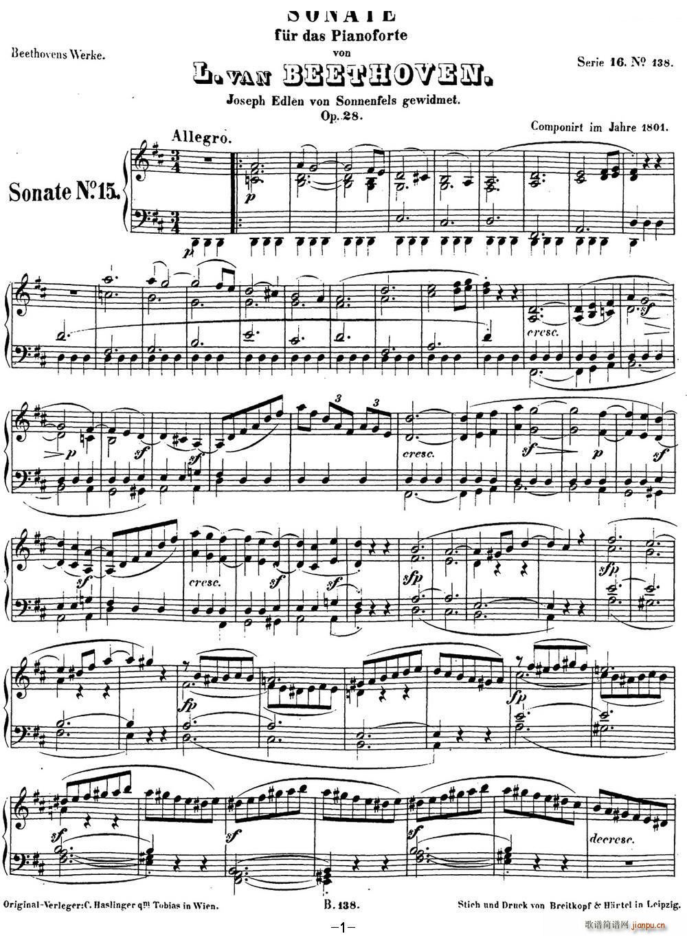 ؐ���������Q��15 ��@ D���{ Op 28 D major(����V)1