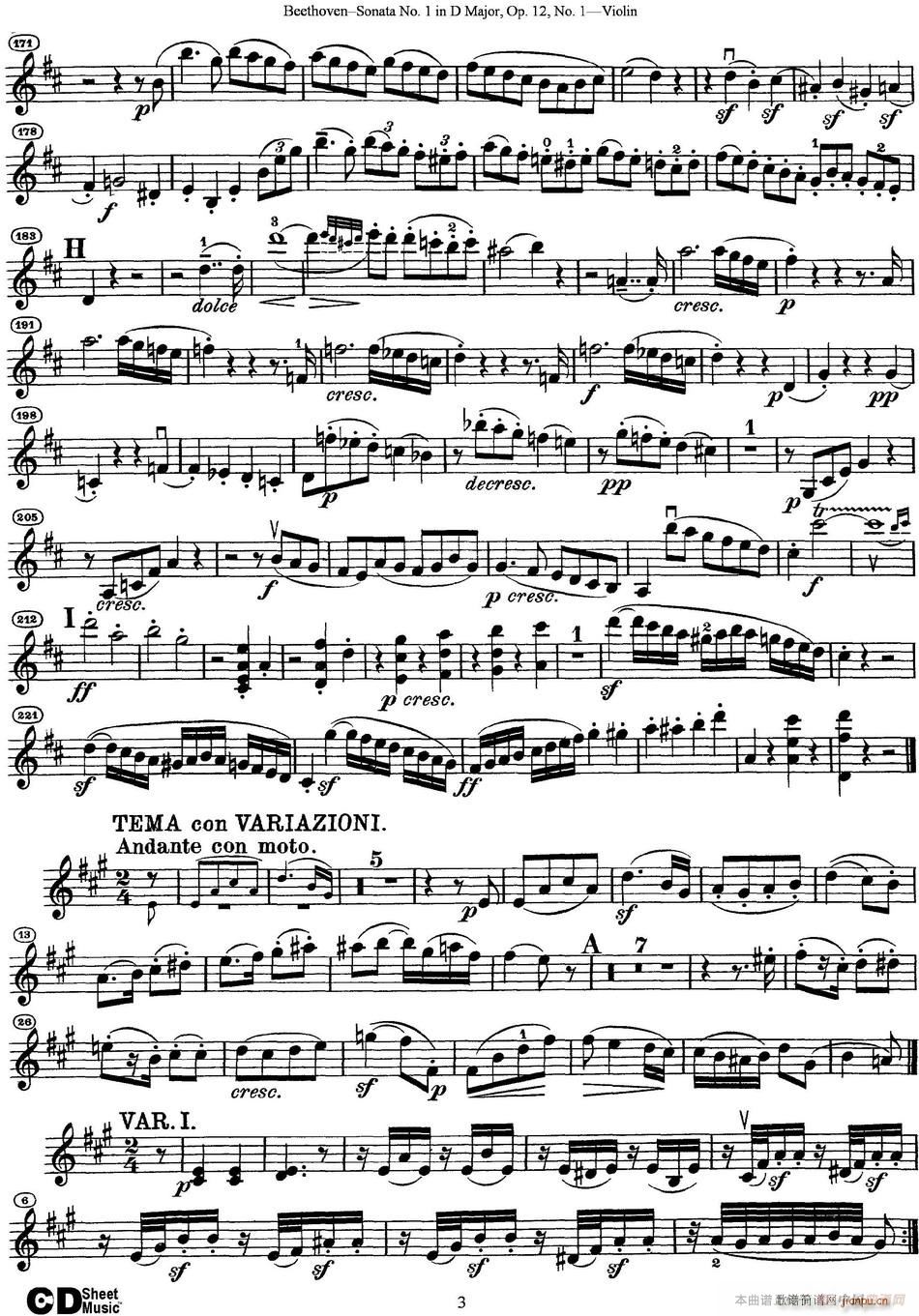Violin Sonata No 1 in D Major Op 12 No 1(С�����V)3