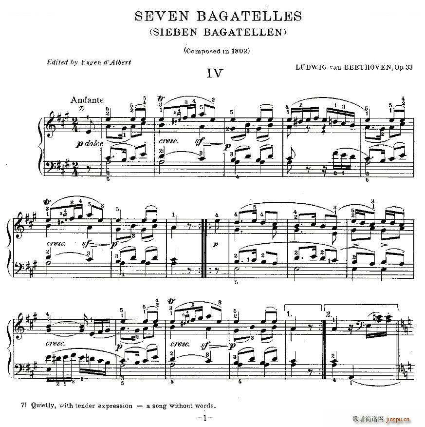 ؐ������СƷ Bagatelles Op 33 ֮��(����V)1