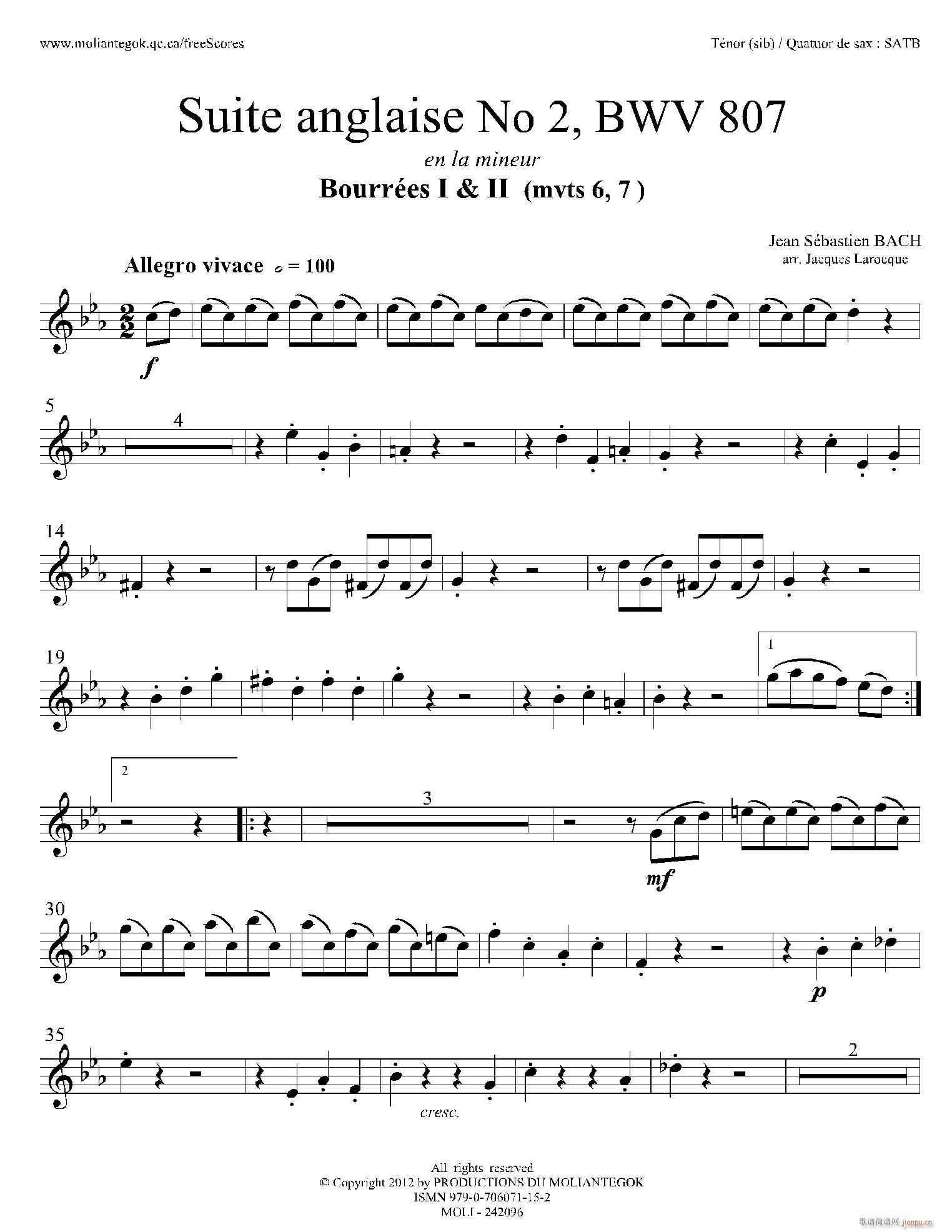 Suite anglaise No 2 BWV 807 �����M��֮�� �������� �������_��˹(ʮ�ּ�����)1