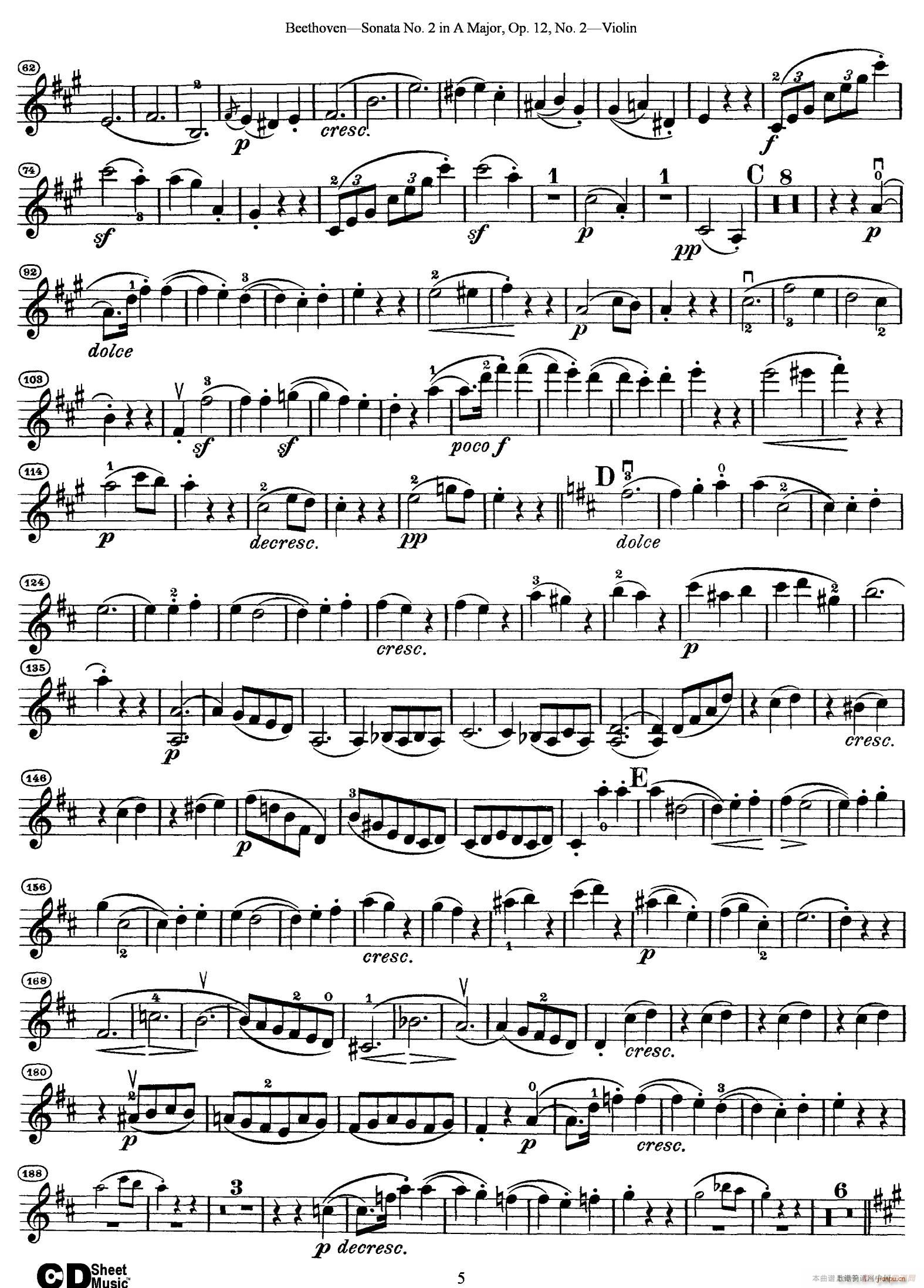 A���{�ڶ�С�������Q�� Sonata No 2 in A Major Op 12 No 2(С�����V)5