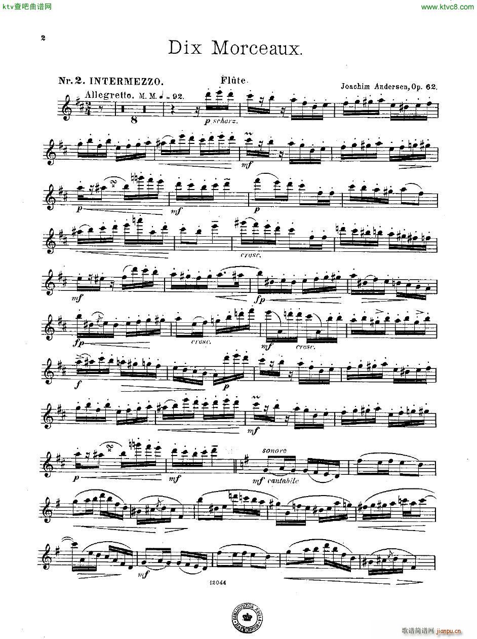 Andersen op 62 Dix Morceaux fl pno(����V)12