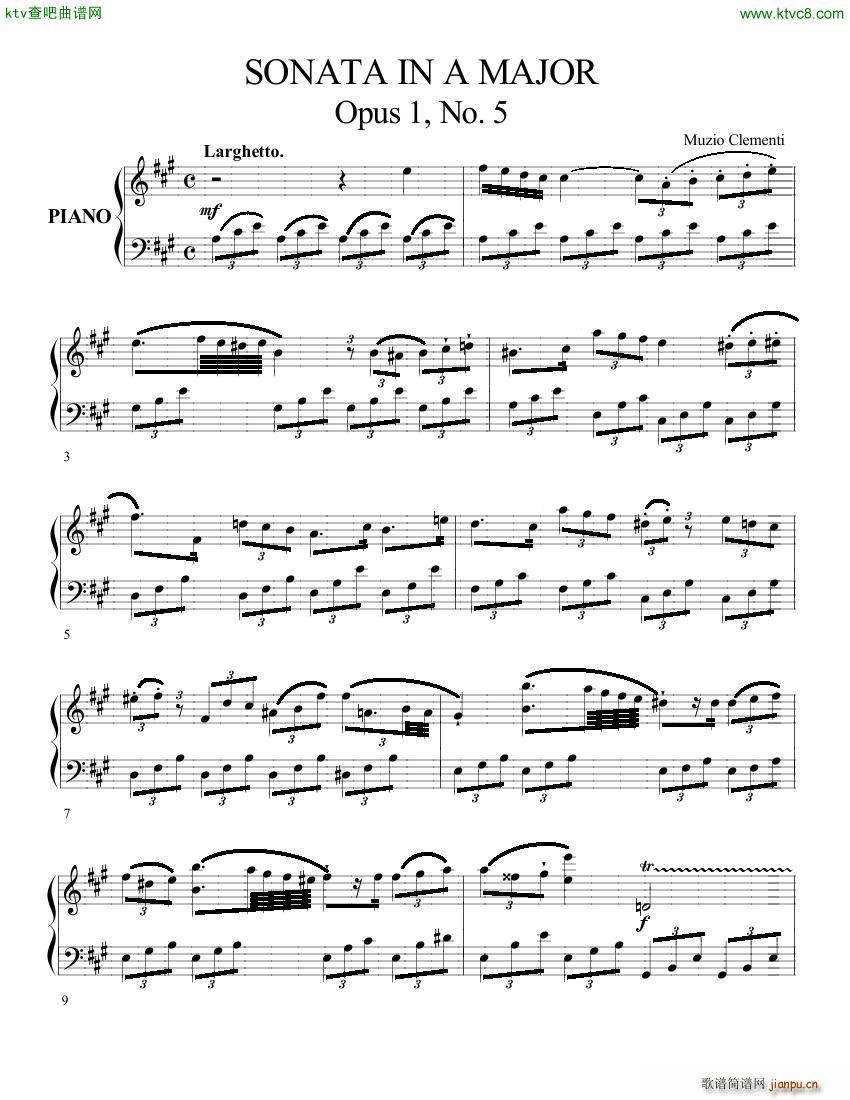 Clementi op 1 No 5 Sonate A major(����V)1