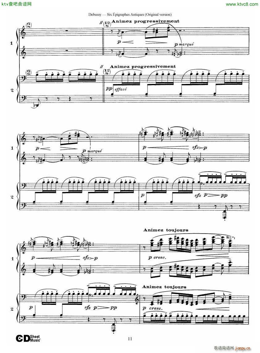 Debussy Six ��pigraphes Antiques 2 Piano s(����V)11