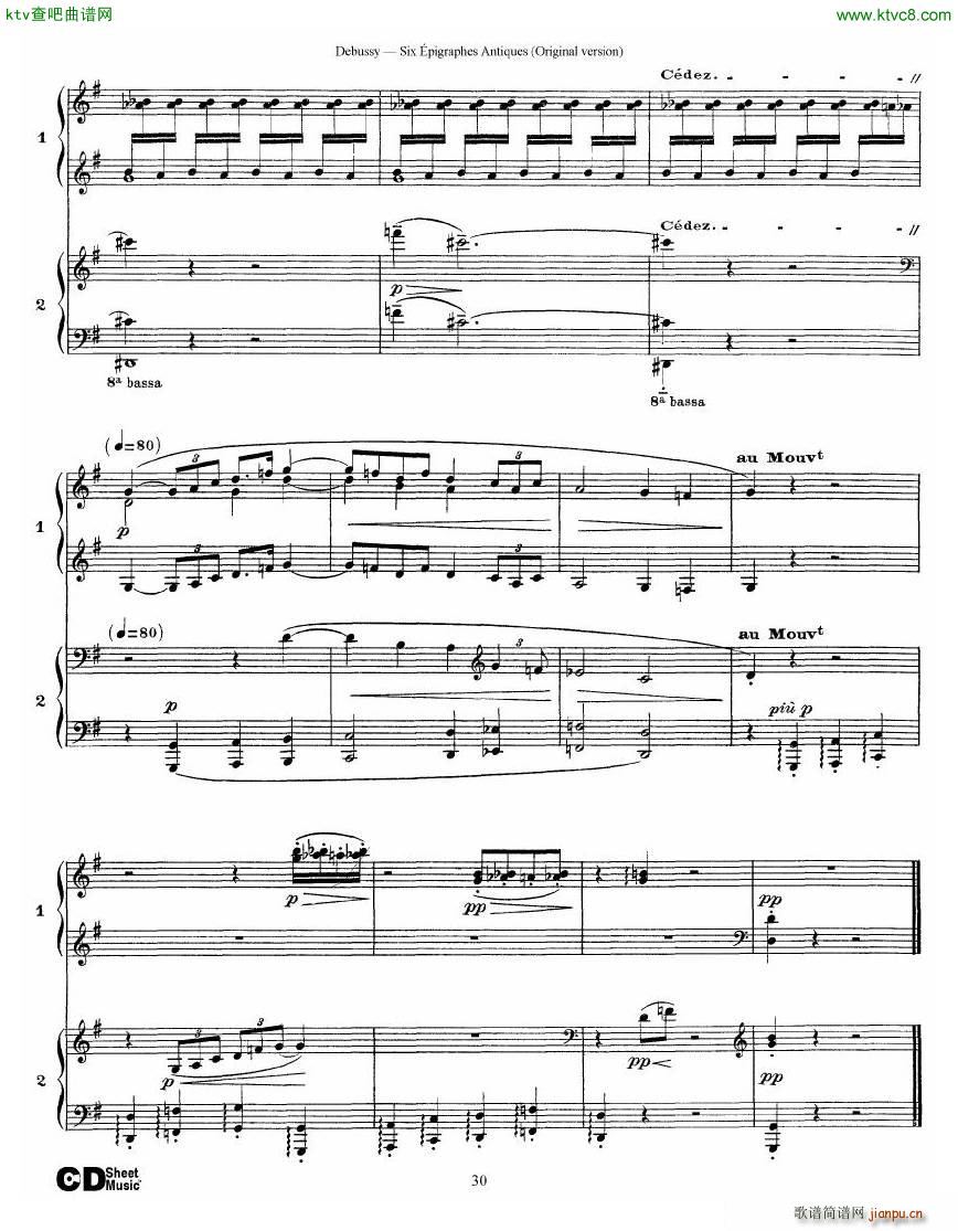 Debussy Six ��pigraphes Antiques 2 Piano s(����V)30