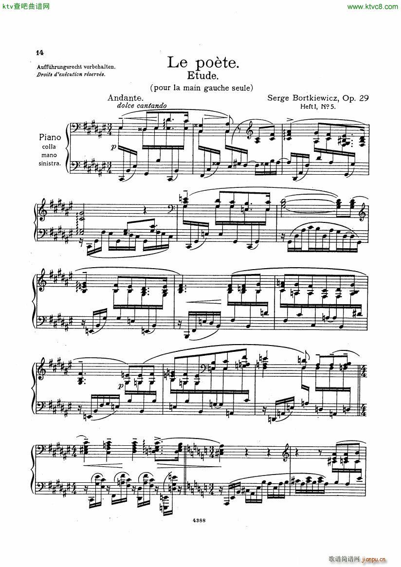 Bortkiewicz Op29 12 Etudes Nouvelles Book 1(����V)13