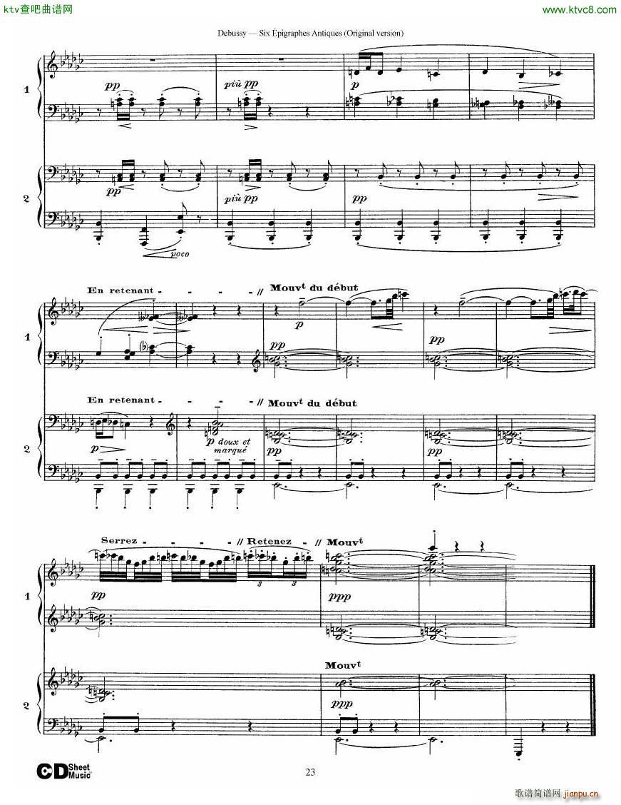 Debussy Six ��pigraphes Antiques 2 Piano s(����V)23