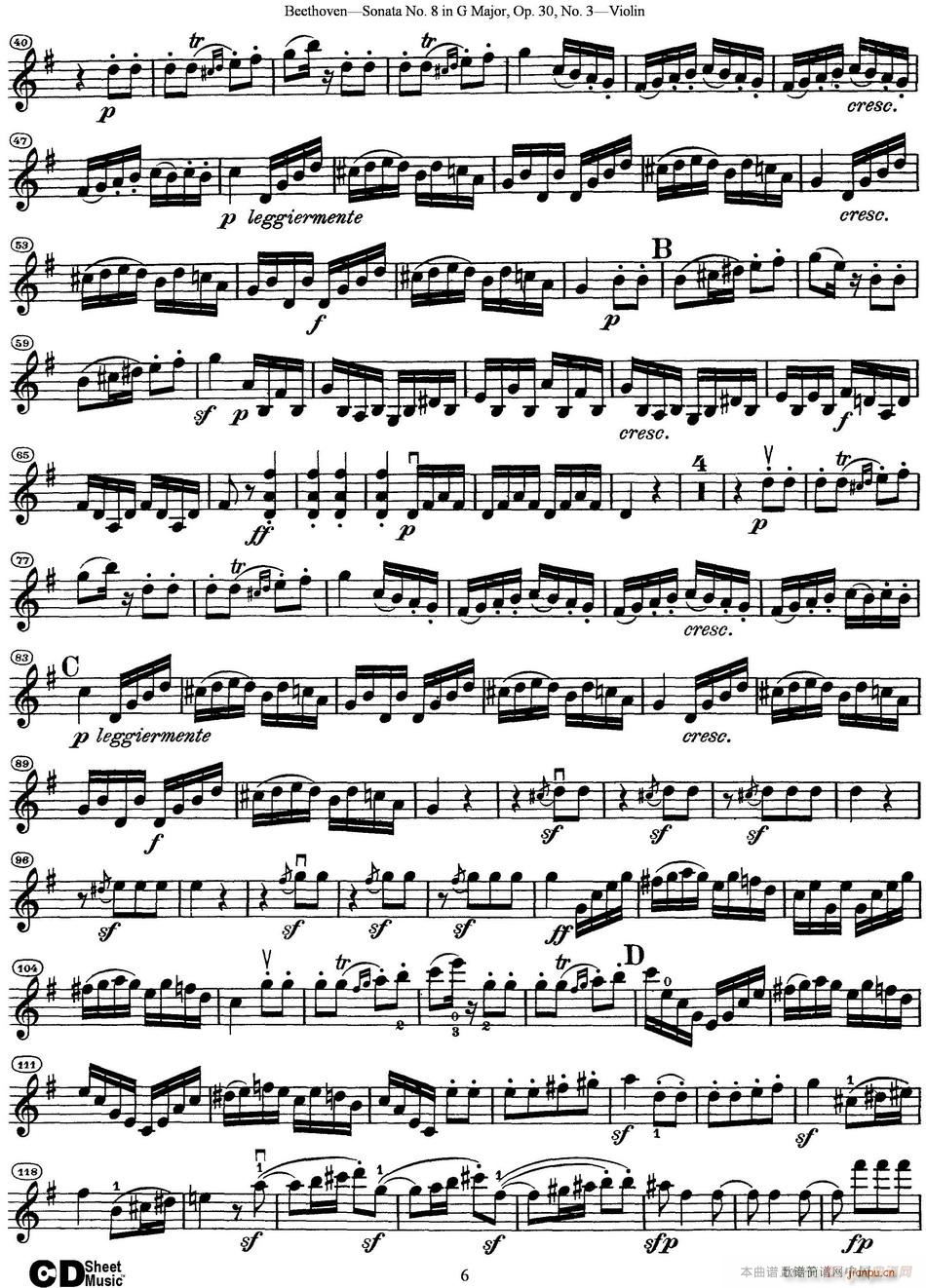 Violin Sonata No 8 in G Major Op 30 No 3(С�����V)6
