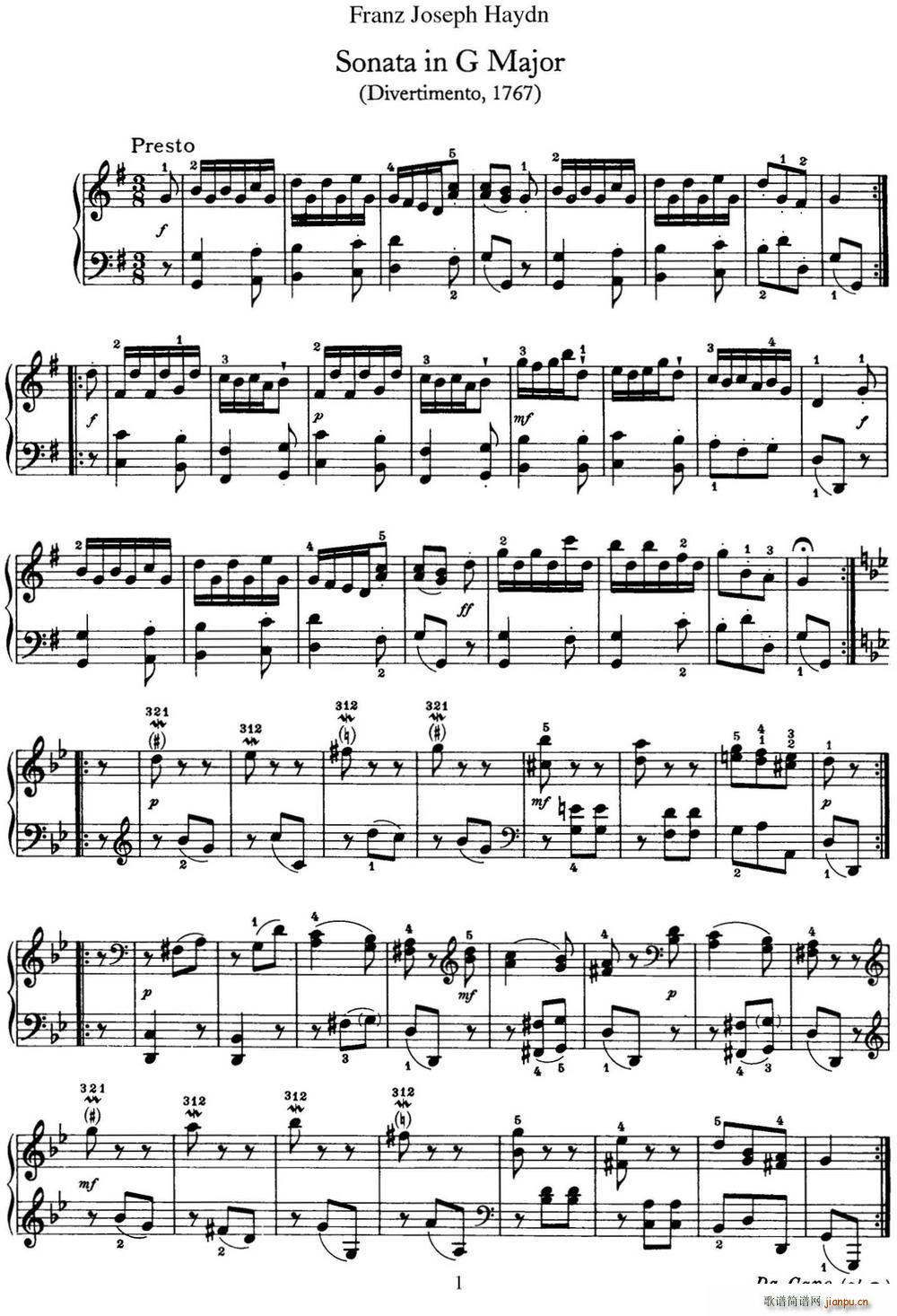 ���D ������Q�� Hob XVI 11 Divertimento G major(����V)1