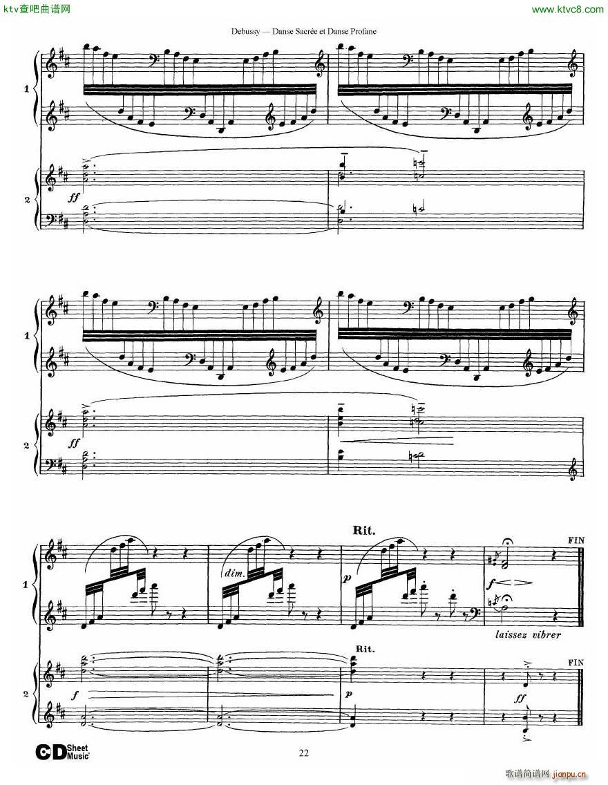 Debussy Danse Sacr��e et Danse Profane 2 Piano s(����V)22