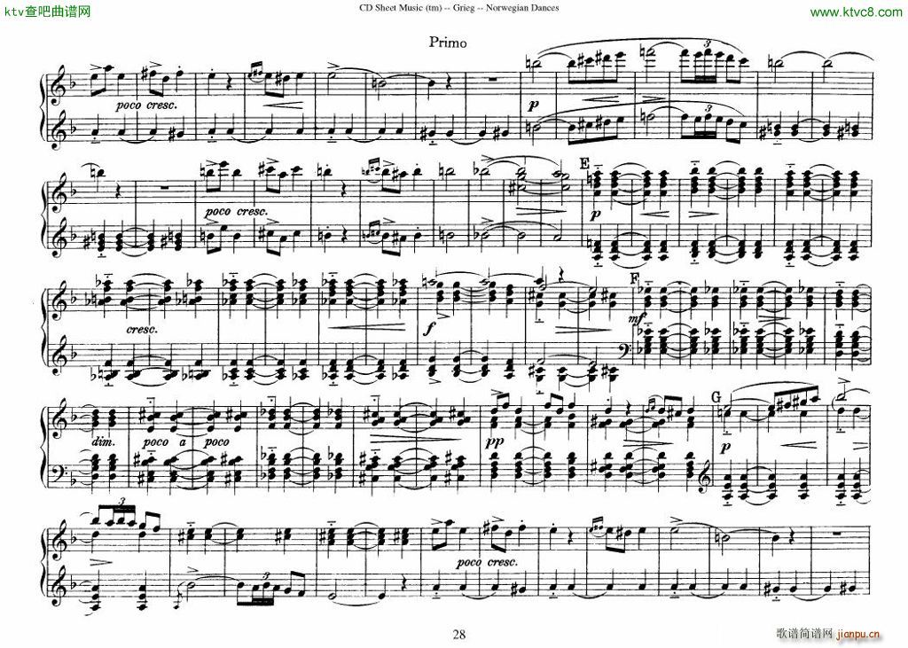 Grieg Norwegian Dance Op 35 1 4 Duet(����V)28